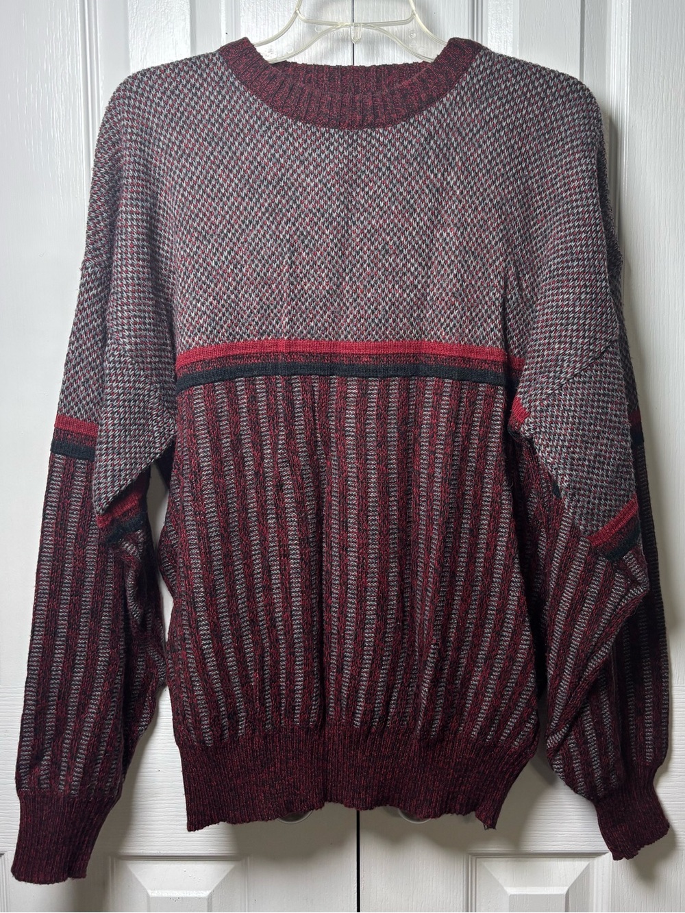Vintage Michael Gerald Grandpa Sweater L Geometric 80s 90s Knit